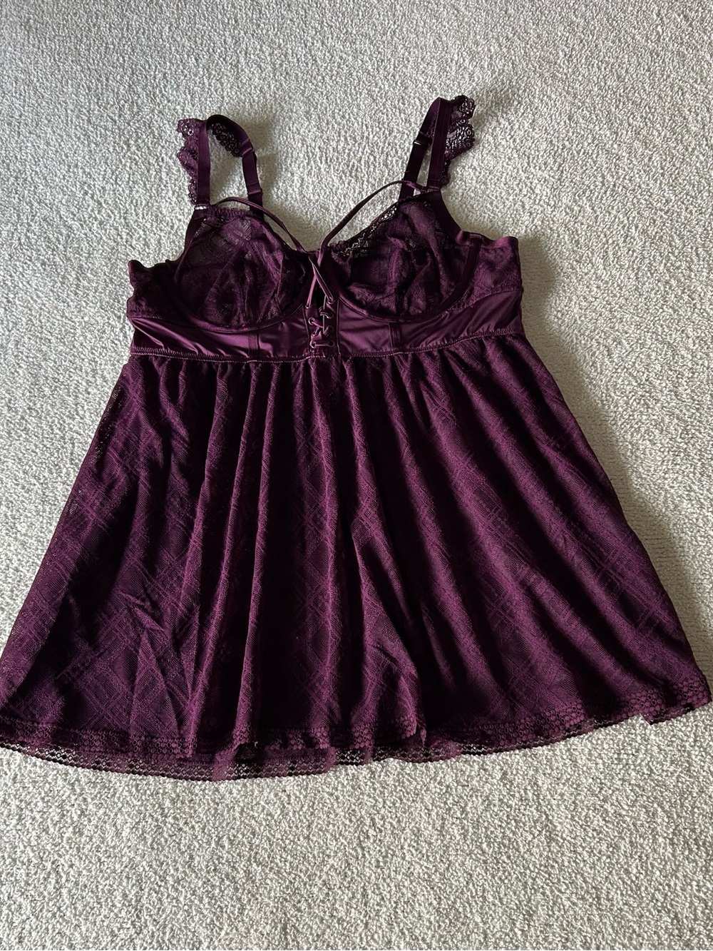 Torrid Plum Lace & Mesh Babydoll Chemise